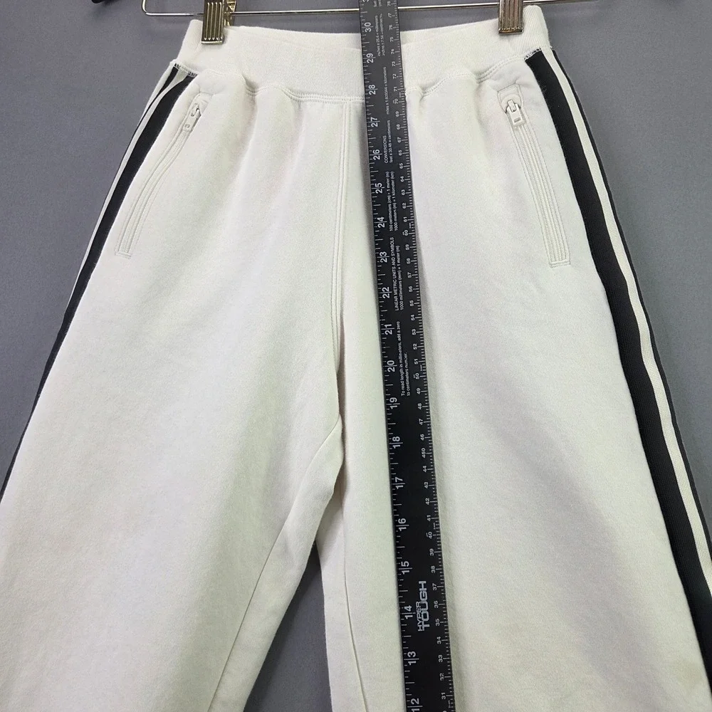 Uniqlo Kids Track Pants Side Stripe Joggers Size 130 Cream White Zipper Pockets